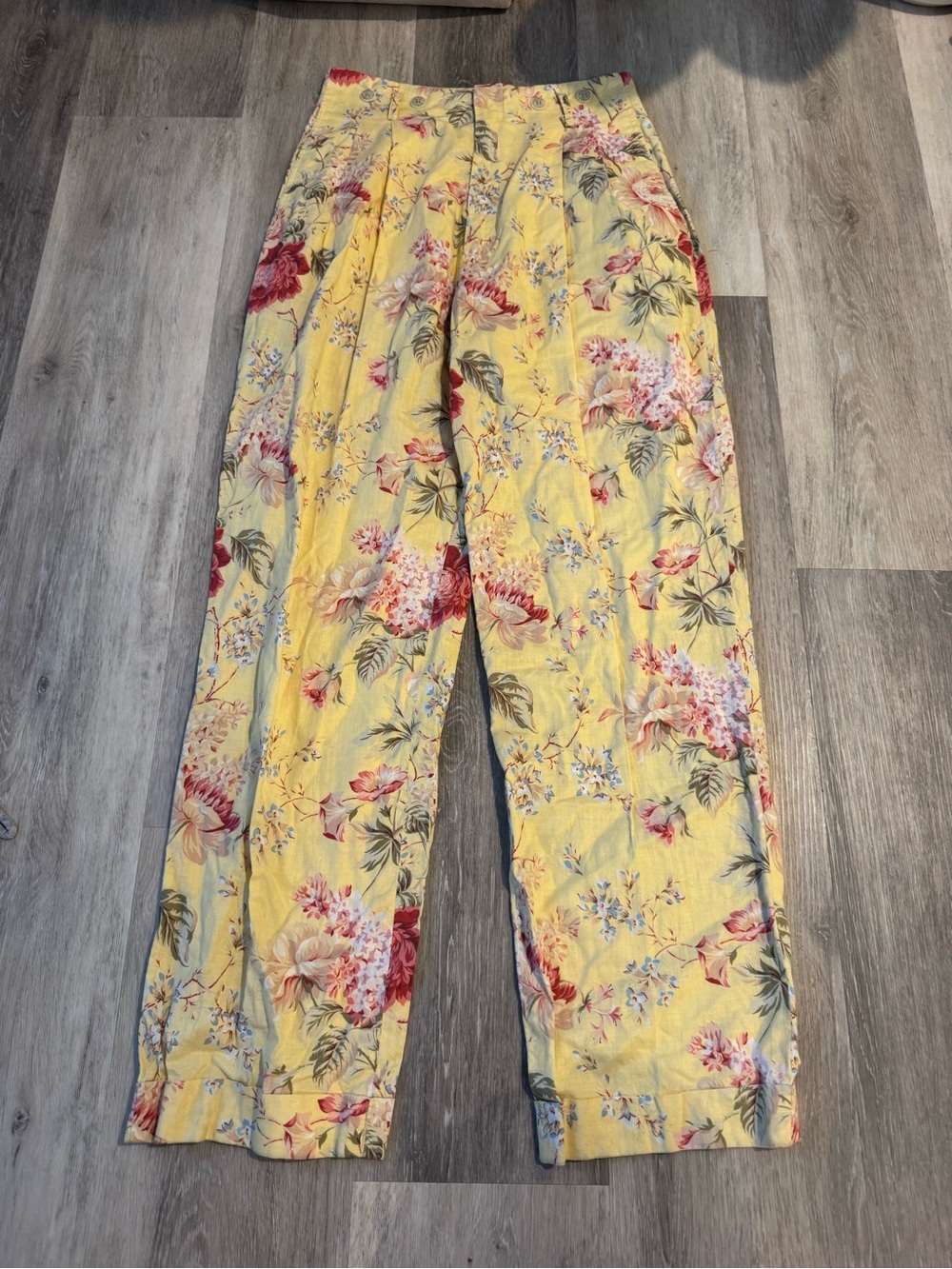 Lauren Ralph Lauren yellow floral wide-leg pleated trousers
